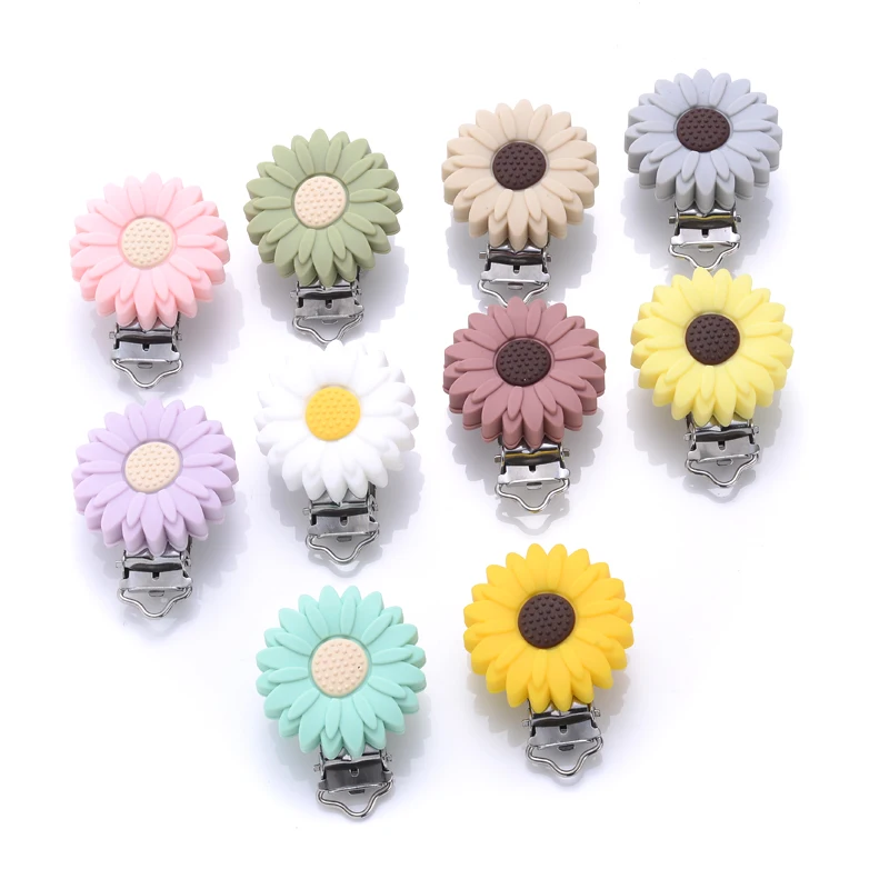 

3Pcs Food Grade Flower Silicone Pacifier Clip Baby Pacifier Chain DIY Teether Teething Chain Baby Nursing Toys Accessories