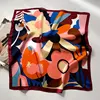 Luxury Print Silk Feeling Square Scarf Women Spring Neck Tie Shawl Wraps Female 70cm Hair Hand Wrist Headkercheif Hijab Bandana 6