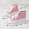 Women's Casual Height Increased Shoes Solid Color Versatile Canvas Shoes High Top Lace Up Flats Comfortable Breathable Female 5