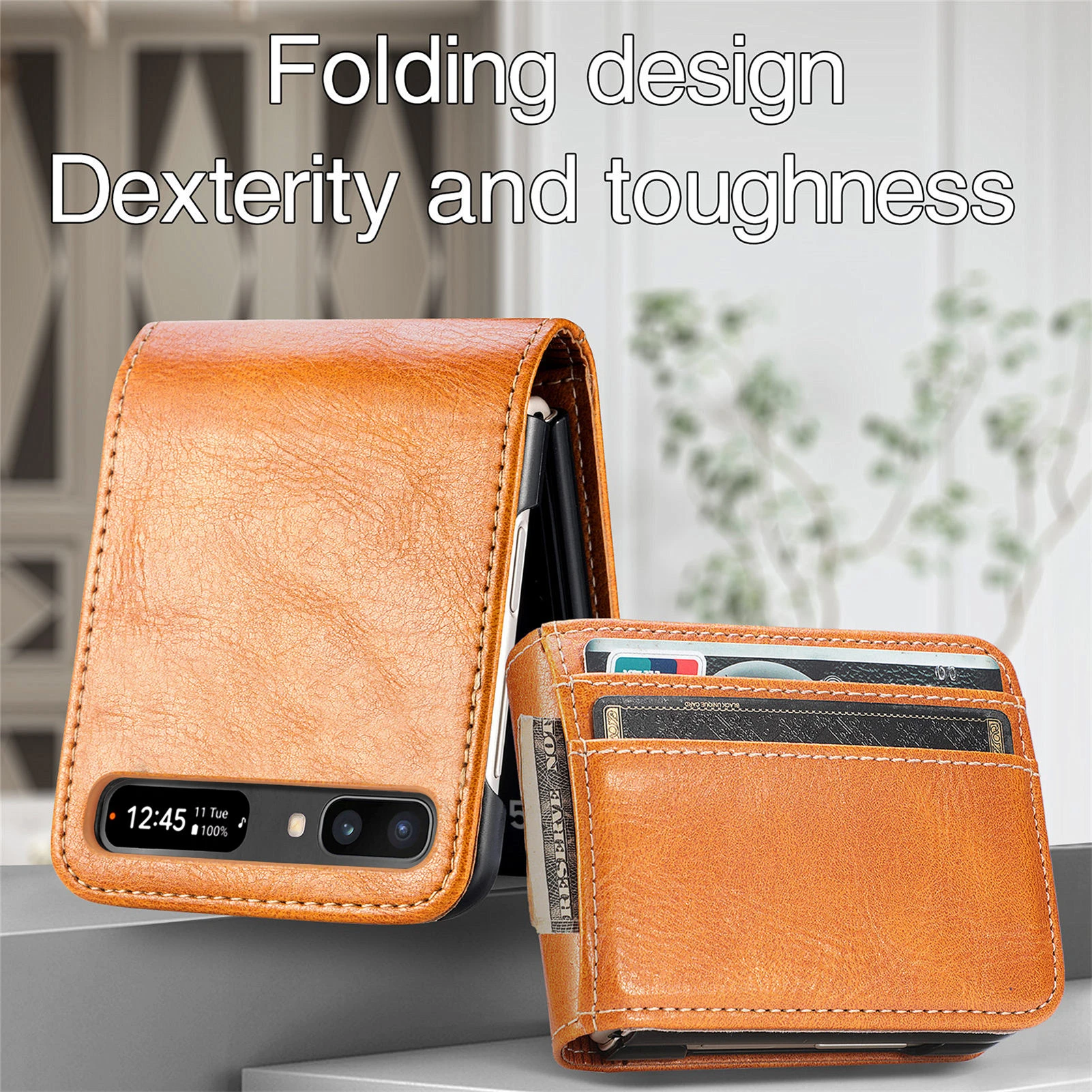 Full Coverage Leather Wallet Case for Samsung Galaxy Z Flip 5G Flip3 Flip 3 Non-Slip Cards Pocket Folding Phone Bag Book Cover samsung galaxy z flip 3 5g case