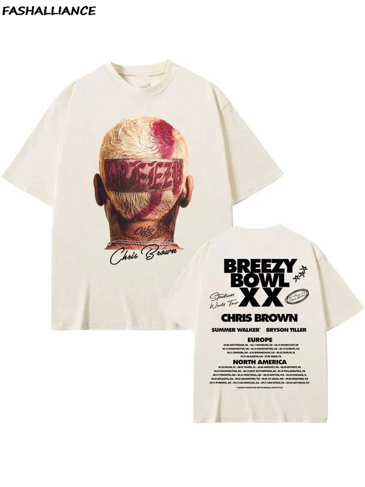 Chris Brown Tag T-shirt Breezy Bowl XX Tour 2025 T-Shirts Men