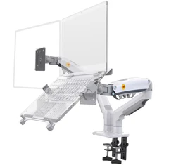 Enhanced Dual Arm Gas Spring Monitor & Laptop Stand for Desktop Setup - Supports 17 - 27 Monitors & 10 - 17 Laptops (2 - 9kg Capacity) (F160 - FP - WX)