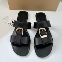 2026 Women Summer Flat Sandals Fashion Metal Buckle Strap Zapatos De Muje Brand Open Toe Casual Beach Roman Shoes for Ladies - Image 2