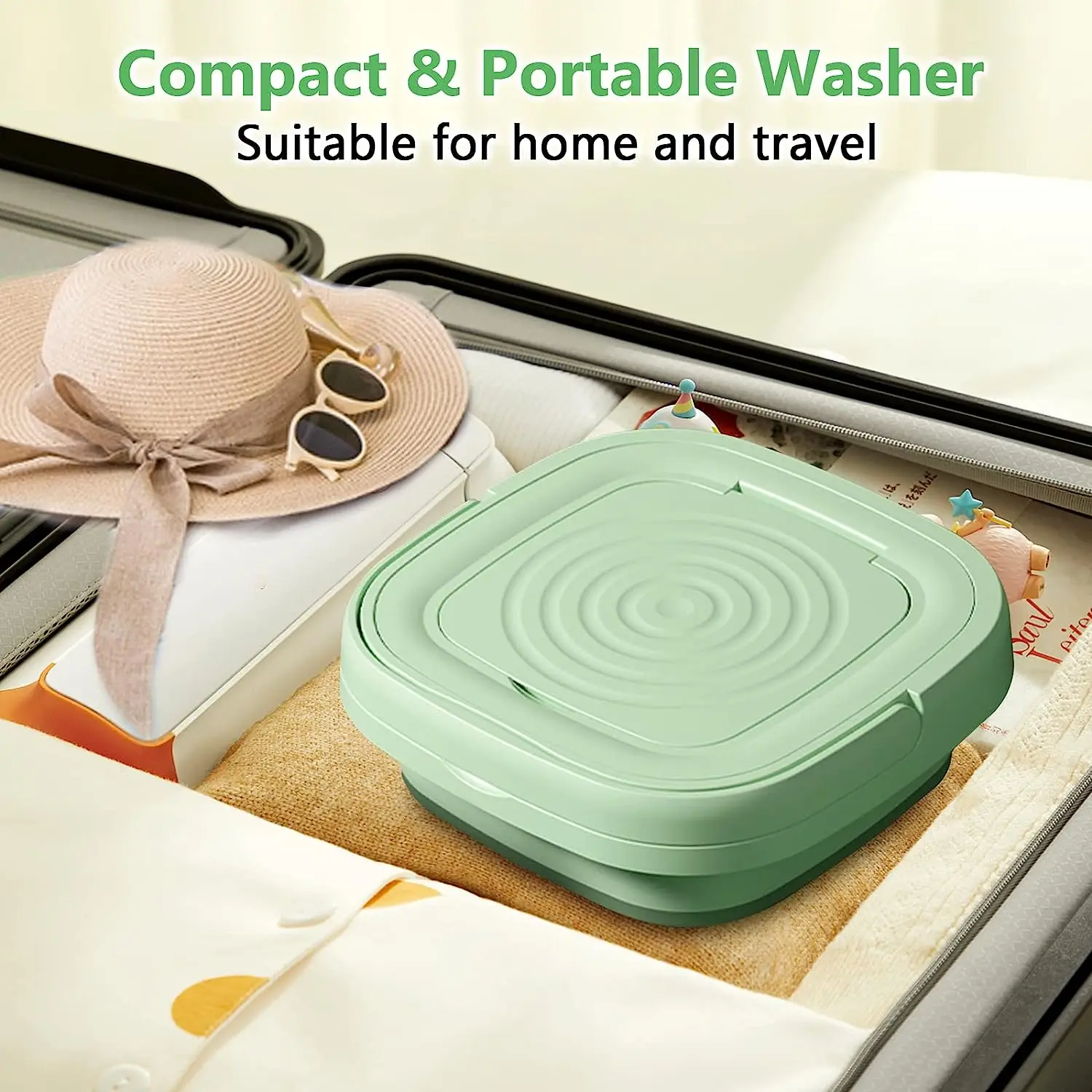 8L Portable Washing Machine With Spin Dryer Travel Automatic Mini Underwear Sock Cleaner Centrifugal Foldable Washing Machine
