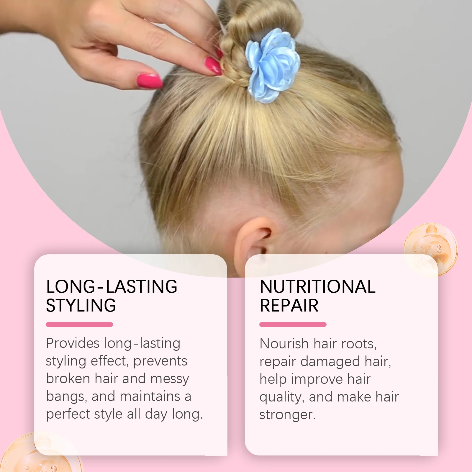 Wiieey  Children's Broken Hair Finishing Cream Hair Smoothing Liquid Cream Rapid Fixed Hair Gel Not Greasy Hair Dryness Styling