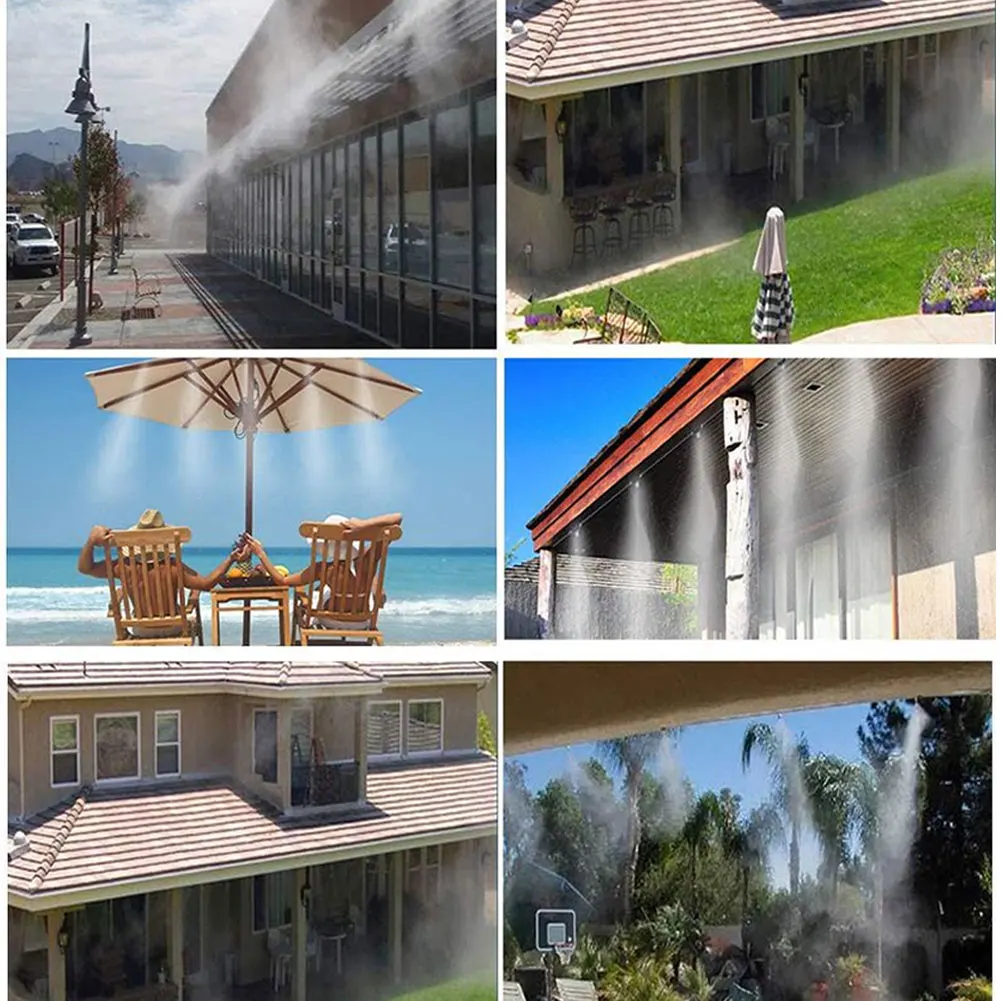 Outdoor Water Mister Multipurpose Atomization Cooling System Watering Dust Removal for Garden/Greenhouse/Sun Umbrella/Trampoline