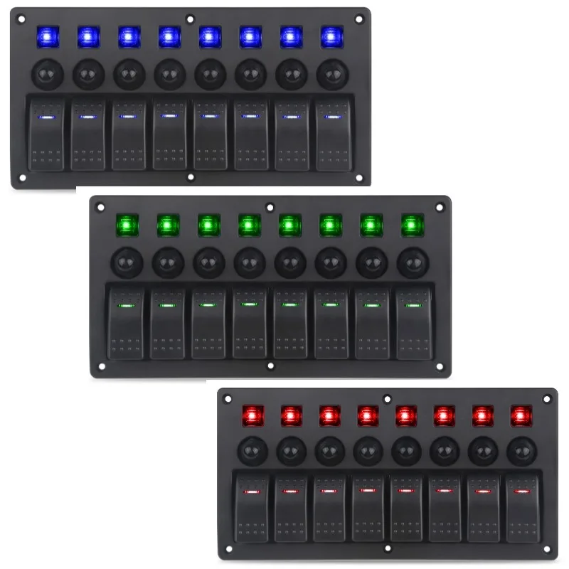 Ana 5 Gang Car Marine Switch Panel Waterproof Digital Voltage Display Dual Usb