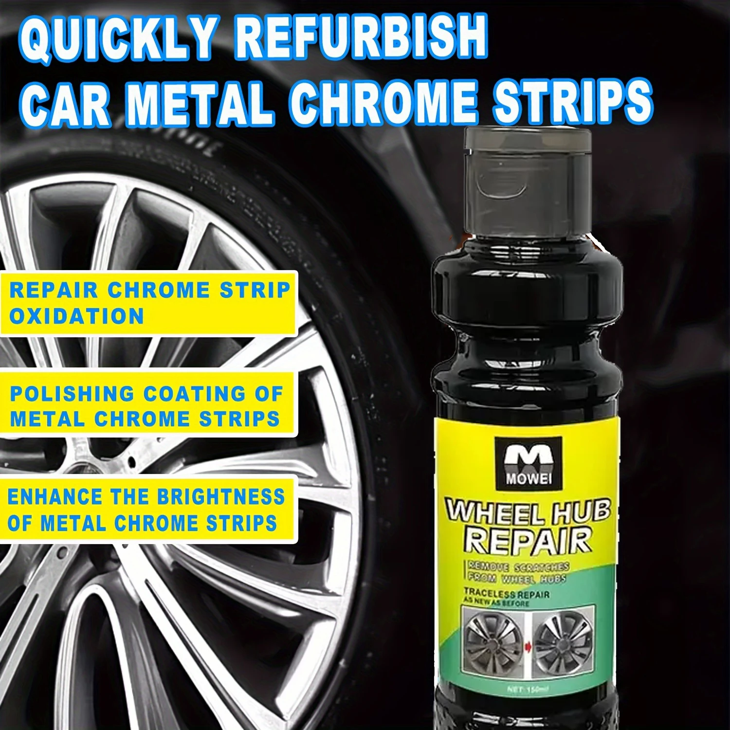 Car Wheel Chrome Repair Paste, Professional Restoration & Protection for Metal Rims, Wheel Hub Polish, Chrome Plating Agent