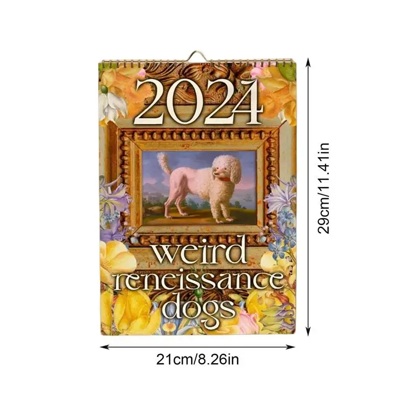 2024 개 달력, 이상한 레트로 2024, 재미있는 개 달력, 학교 집 침실 기숙사 벽 장식, 새해 액세서리