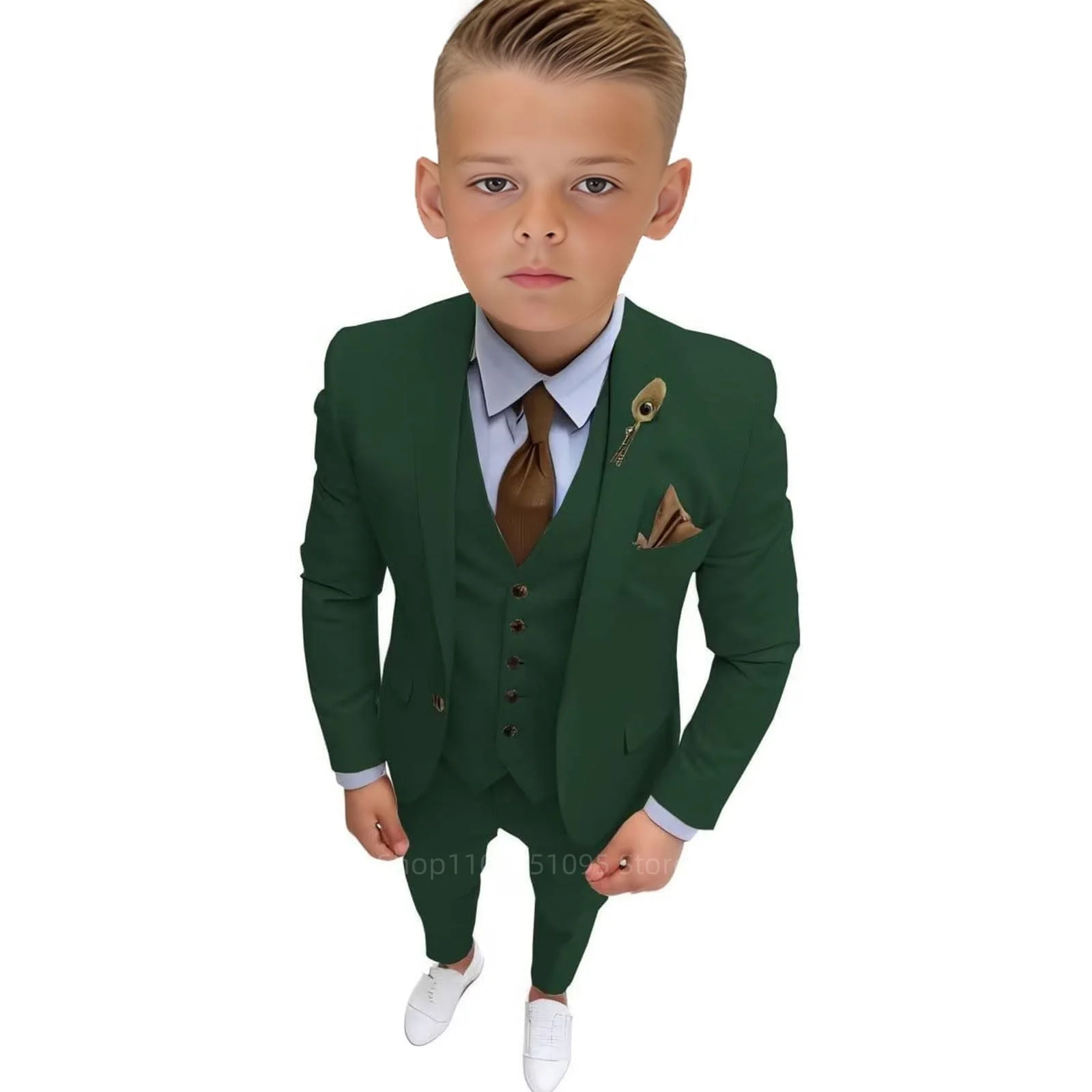 Handsome Blue Boys Suit 3 piece Suit Big kids Party Prom Suits 2-18 Years Old Wedding Tuxedo Notch Lapel Blazer Set for Boys