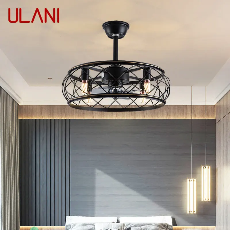 

ULANI American Style Ceiling Fan Lamp Classical Black Retro LED With Light Remote Control For Home Dining Room Bedroom Decor