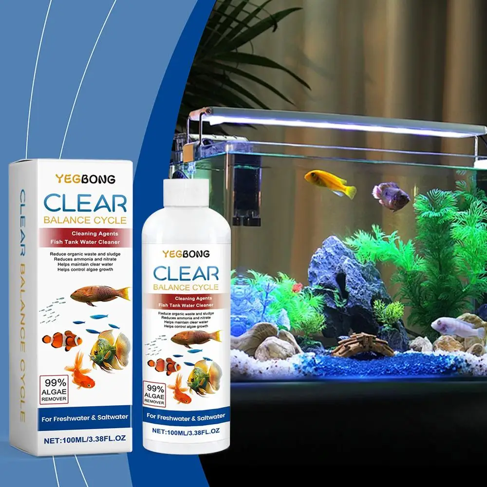 Description Picture 4 of item100ML Cleaner Fish Tanks Safe Reduce Algae Remover Aquarium Sludge Remover Bio Enzyme Clarifier Algae Control Cleaner Aquariums