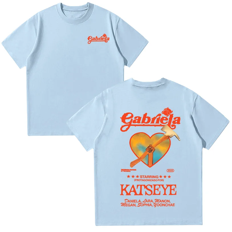T-shirt KATSEYE Gabriela - Manches Courtes Col Rond - Style Urbain Unisexe - Polyester Doux - Taille Asiatique (prendre Plus Grand)