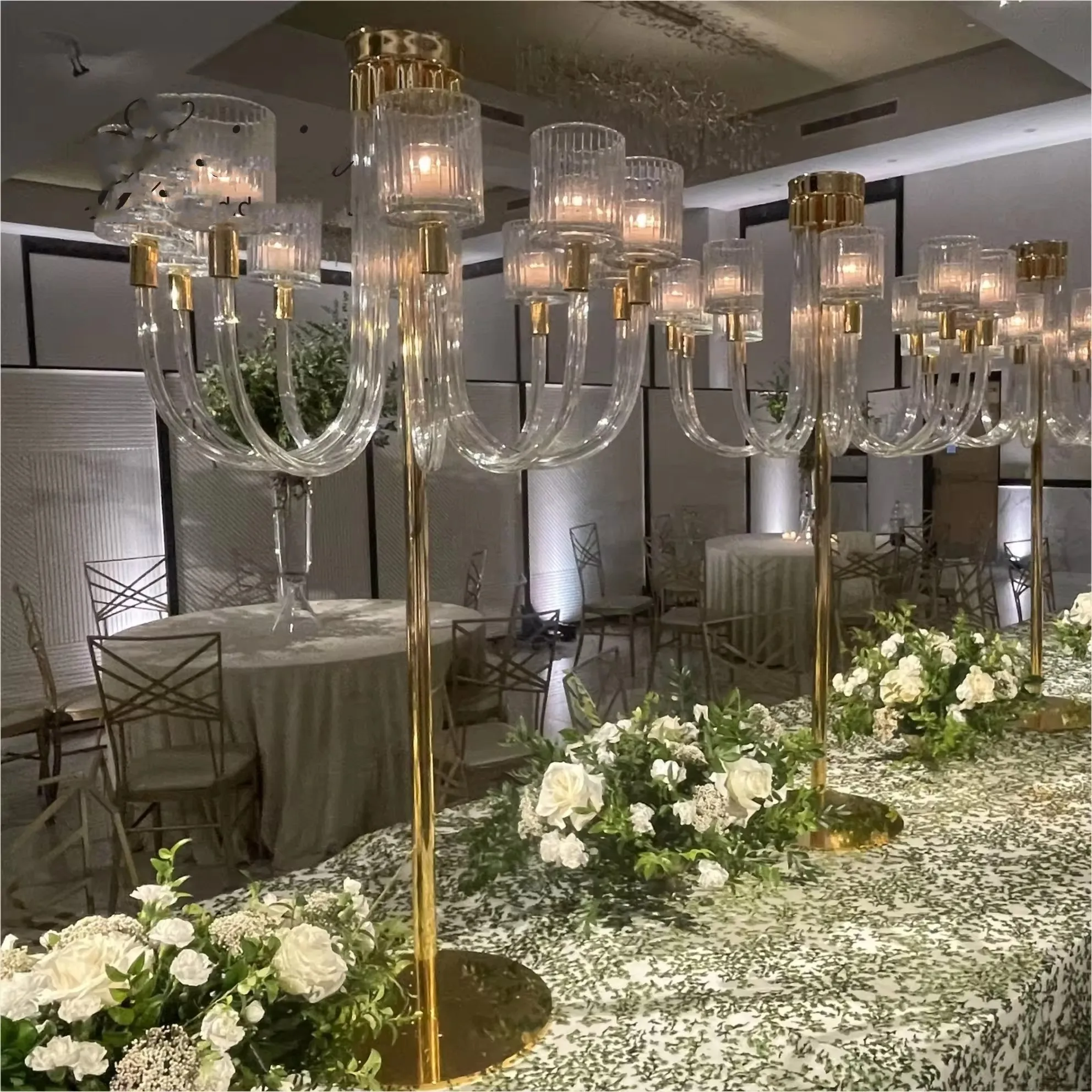 

need time to make )Event Wedding Table Decoration Centerpiece 10 Arms Gold Crystal Candelabra