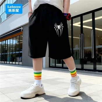 Trendy Spider Printed Shorts Boys' Summer Casual Fashion Loose and Comfortable Five-point Pants Teens Cotton Sweatpants ZZ01 1