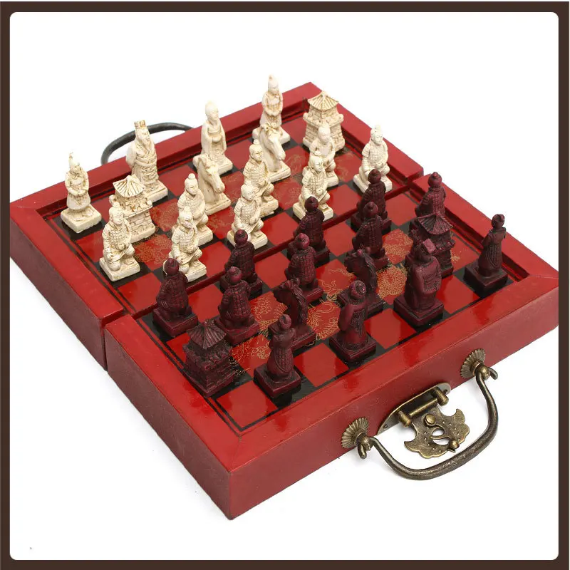 

Art High Quality Chess Horse Ornament Queen Decor Chinese Retro Game Luxury Chess Board Set Gioco Da Tavolo Chessboard Game