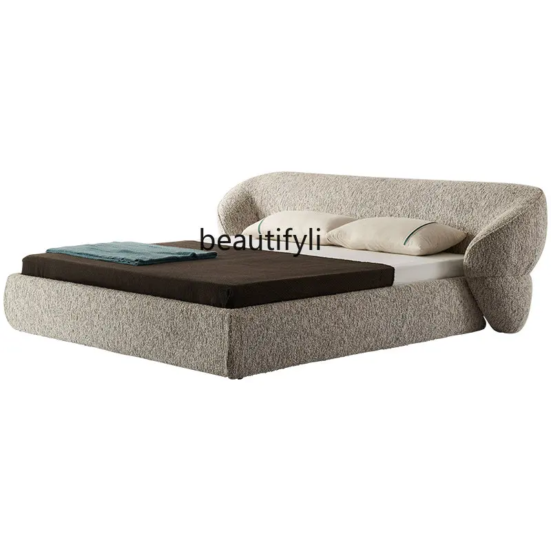 

Italian Minimalist Double Bed 1.8 M Designer Modern Light Luxury Fabric Soft Bag Marriage Bed Master Bedroom Furniture