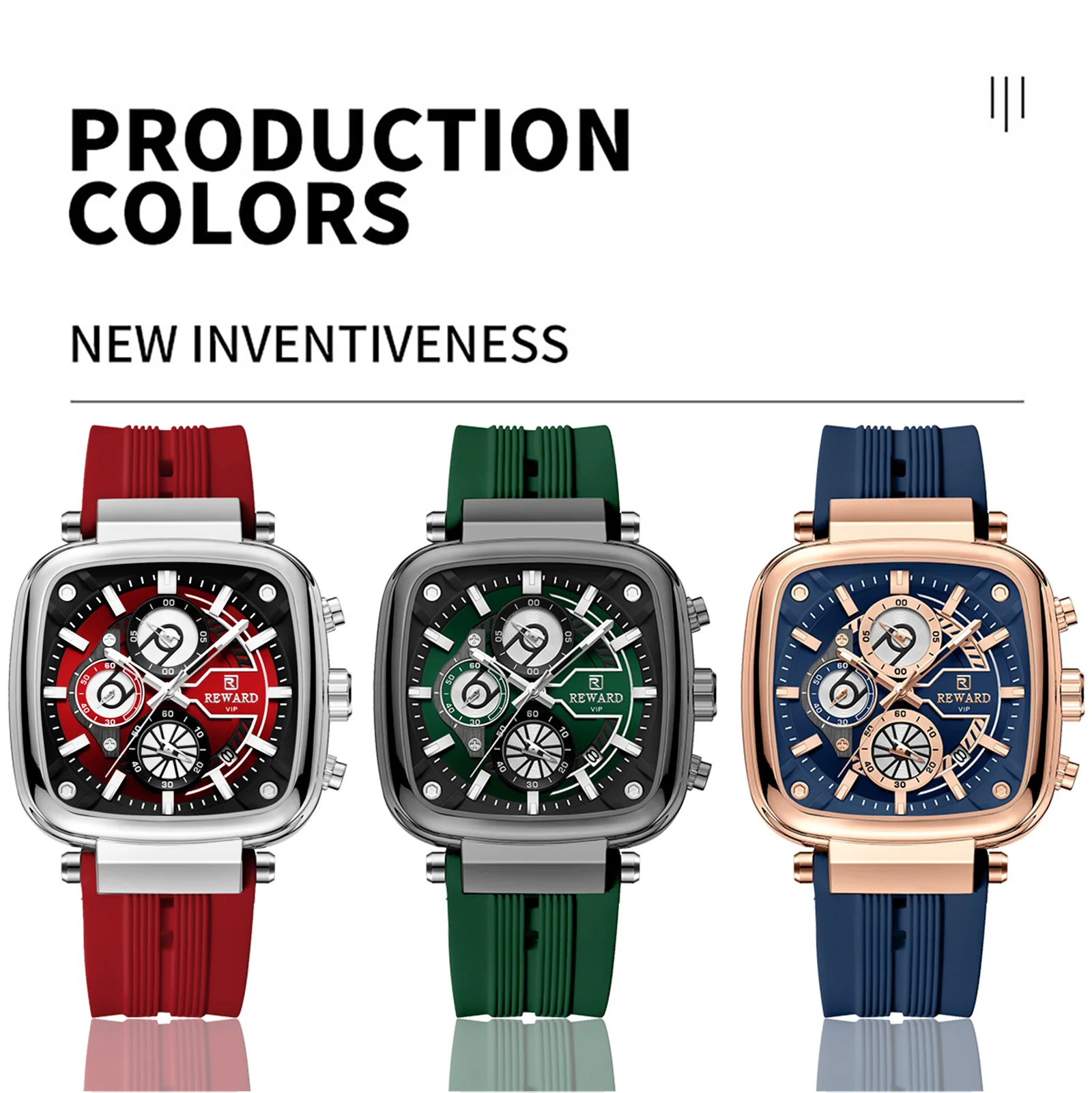 REWARD Casual Sport Quartz Man Watch Top Brand Luxury Red Watches Fashion Clock Man Silicone Strap 5