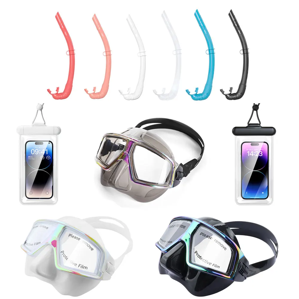 Professional Scuba Diving HD Anti-Fog Mask Breathing Tube / Waterproof Phone Bag Adults Snorkeling Swimming Diving Equipment