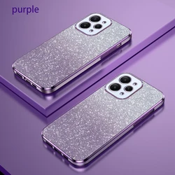 Luxurious Bling Glitter Case with Electroplate Edges - Shockproof Soft Bumper Clear Cover for Redmi 11A (Purple)