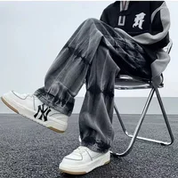 New Spring and Autumn Fashion Brand Tie Dyed Gradient Retro Denim Straight Leg Loose and Versatile Handsome Men's Casual Pants 2