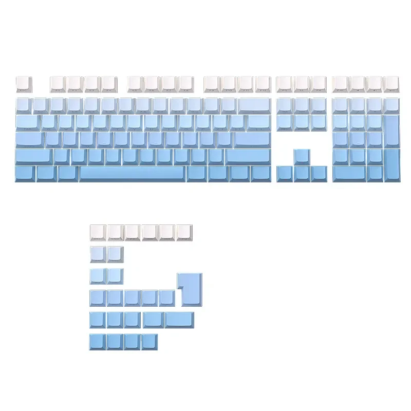 Sky Blue Gradient Backlit Mechanical Keycaps - PBT Double Shot, Engraved Design, Set of 134