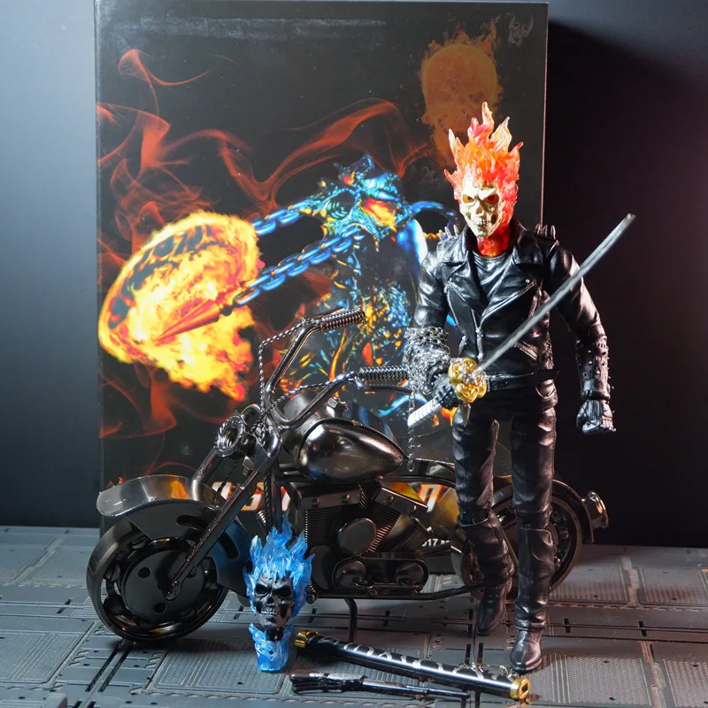 thumbnail image 1 of Nuevo modelo de cabeza intercambiable de Marvel Soldier Skull Ghost Rider Johnny Blaze, figura de acción de PVC, modelo coleccionable de juguete, 1 of 5