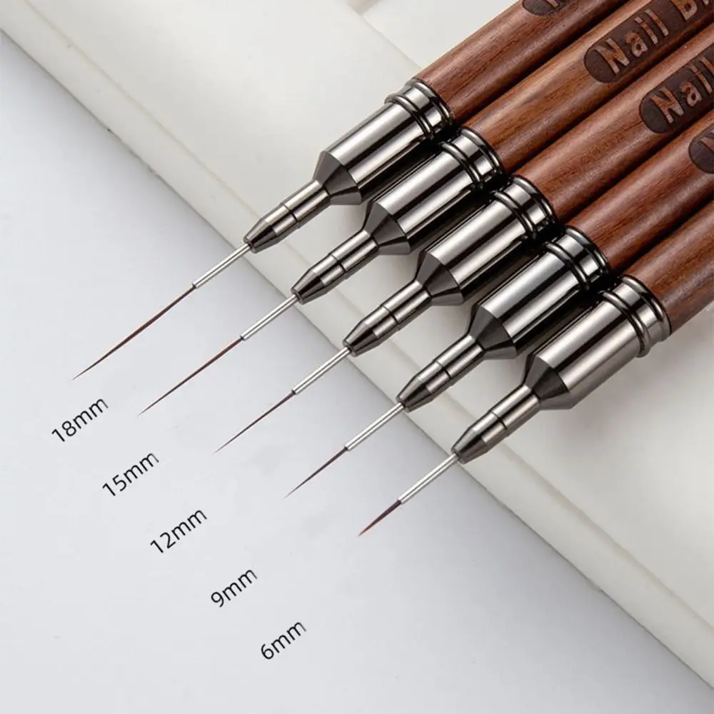 6/9/12/15/18mm 네일 라이너 브러쉬 샌달우드 폴 프로페셔널 네일 라인 드로잉 브러쉬 네일 아트 페인팅 브러쉬 네일 아트 디자인