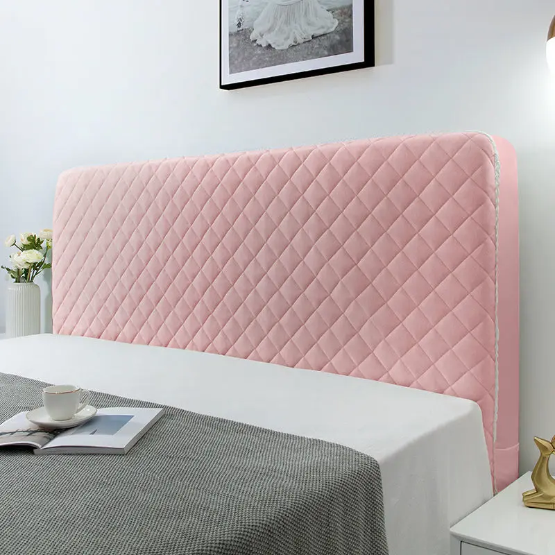 

High Quality Soft Flannel Quilted Bedside Cover All-inclusive Velvet Lace Edge Headboard Cover Plush Bed Head Protector Cover