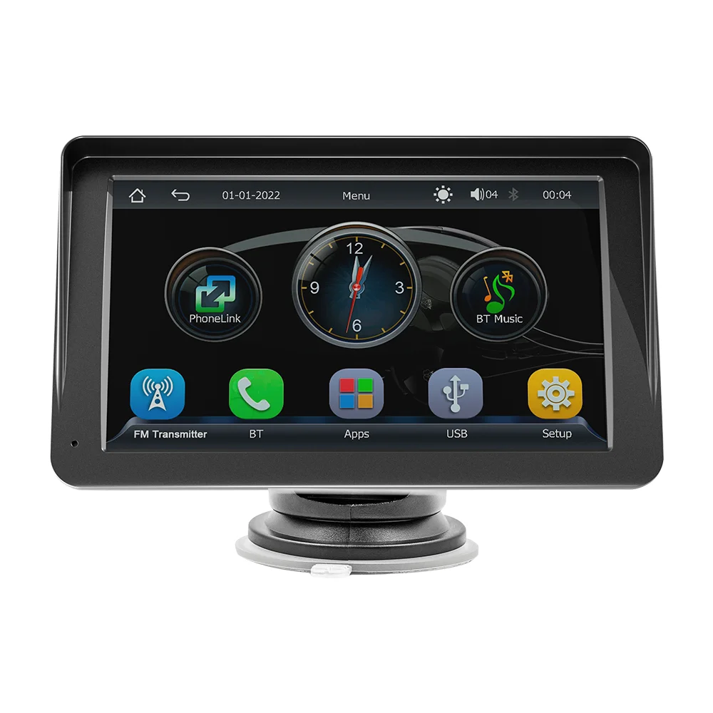 Car Multimedia Player BQCC 7 Inch Portable CarPlay Android Auto Radio Video Touch Screen USB AUX Rear View Camera