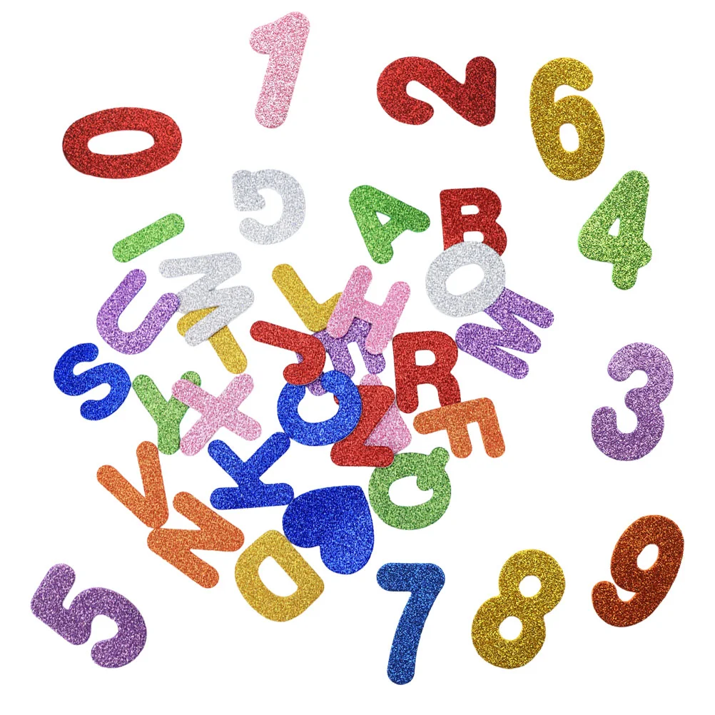 

2 Packs Alphanumeric Patch Letter Nail Sticker DIY Bright Foams Lovely Alphabet for Eva Decals Child