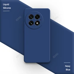 Soft Square Liquid Silicone Case with Lens Protection and Internal Flocking - Dual Layer Original Cover - OnePlus 13R (Navy Blue)