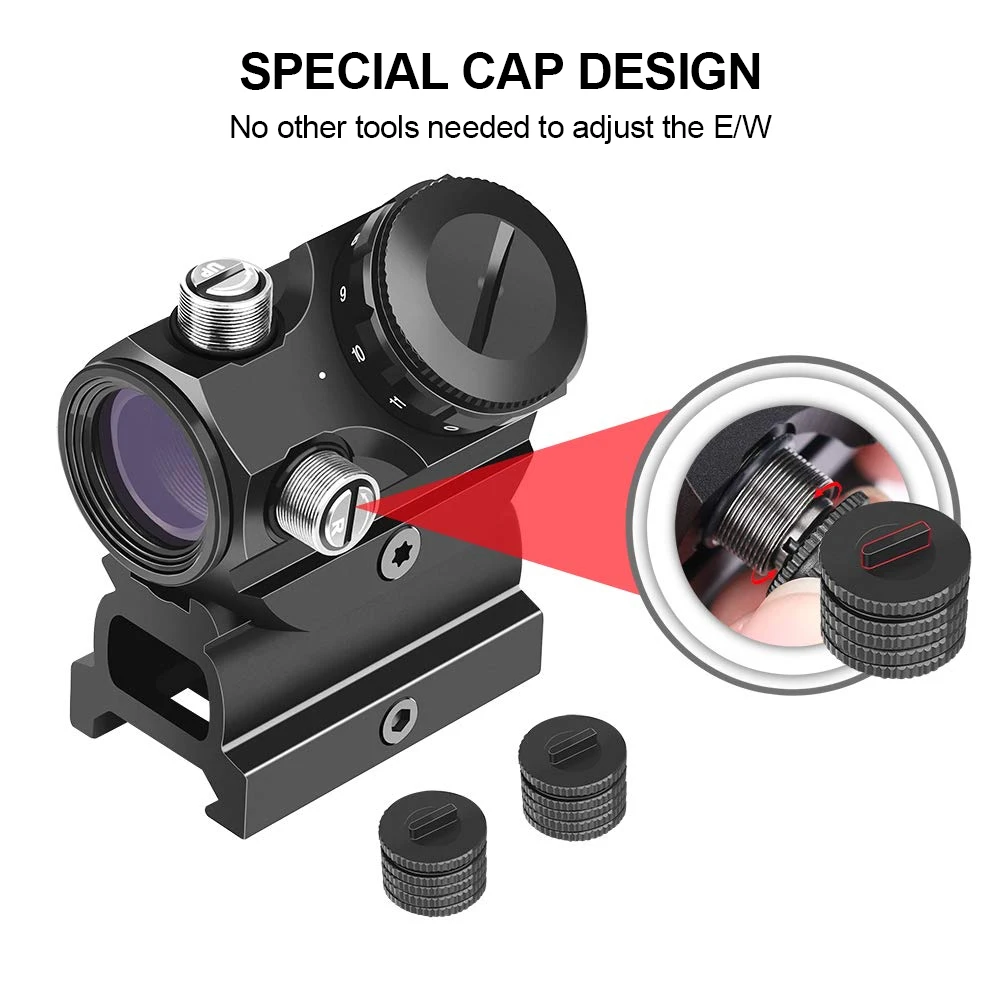 Red Dot Sight Rifle Scope 1x22mm Red Dot Sight 3 MOA Red Dot Scope Collimator Sight Gun Rifle Scope with Riser Mount Airsoft Hunting Accessory