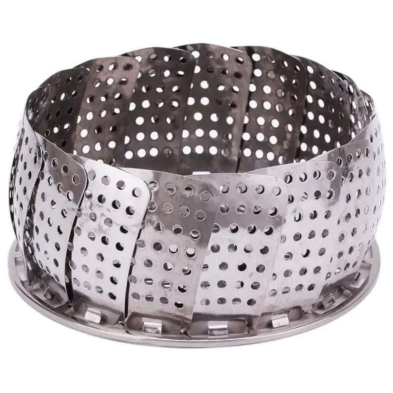 Stainless Steel Multifunctional Steamer Plate Retractable Folding Steaming Fruit Plate Disk