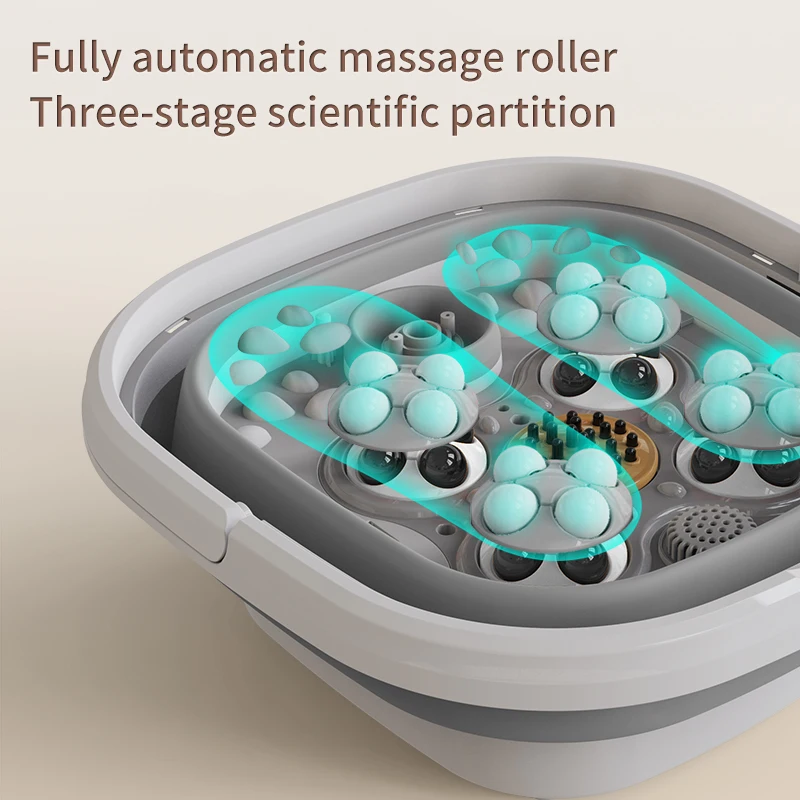 Automatic Heating Foldable Foot Bath Remote Control Spa Footbath Happiness Bubble Boiler Electric Multi Roller Massage Intelligent thermostat + Touch button automatic heating foot bath foldable foot soaking bucket