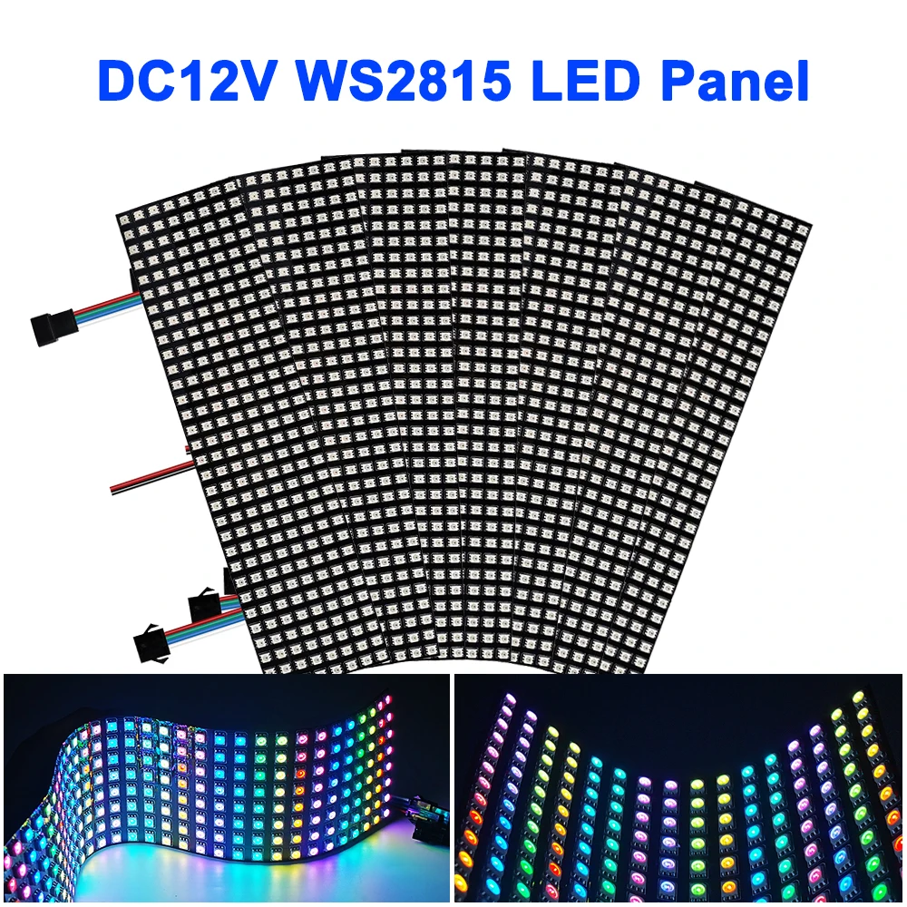 WS2815 5050 RGB Flexible Led Panel Matrix Digital Screen 8*8 16*16 8*32 Individually Addressable 4Pin Dual Signal Module DC12V soft module for p4 indoor led screen p4 led soft flexible display panel module 80x40 pixels 320x160mm 1 20 scan