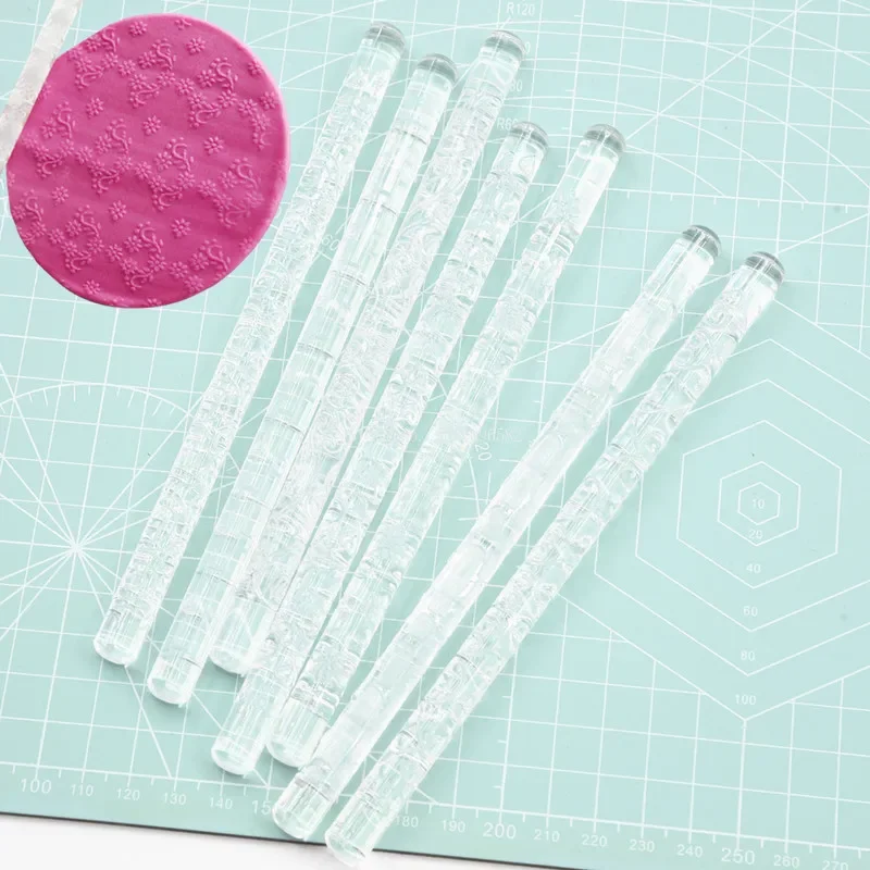 Ultra Light Clay Resin Clay Acrylic Material Transparent Non-stick Texture Rolling Rod DIY Pottery Making Modeling Tools