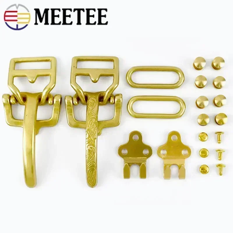 Premium Solid Brass Cavalry Belt Buckle Set - 4 Pieces