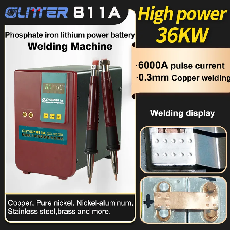 Glitter 811A Spot Welder Pulse Spot Welding Machine For Lithium Battery Pack With Remote Soldering 75A Pen Copper Equipment