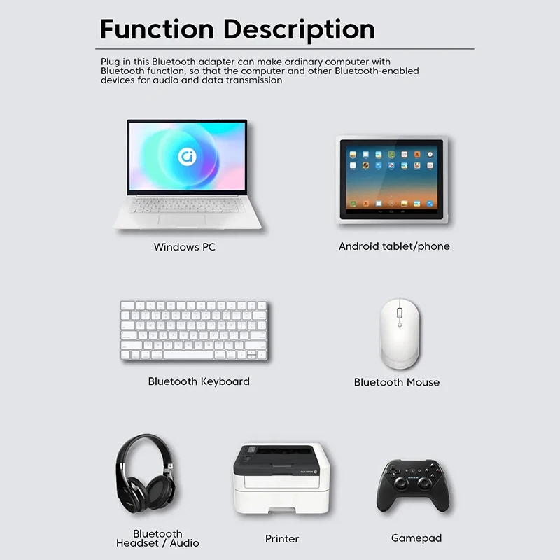 USB Bluetooth 5.4 Adapter Wireless Dongle Adapters Support Computer Laptop For Windows 11/10/8.1 Audio Transmitters