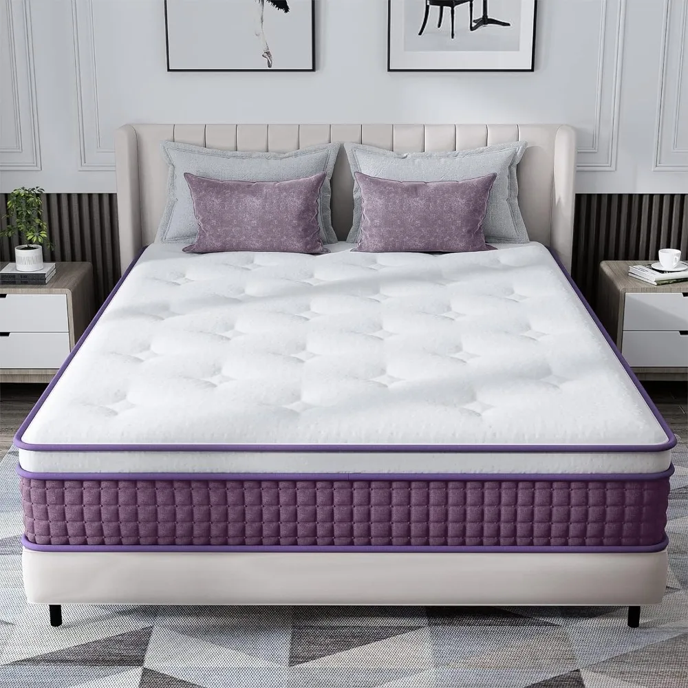 

Queen Mattress,10 Inch Hybrid Mattress Queen,Innerspring Mattress in a Box,Plush Foam Mattress with Individually Pocketed Coils