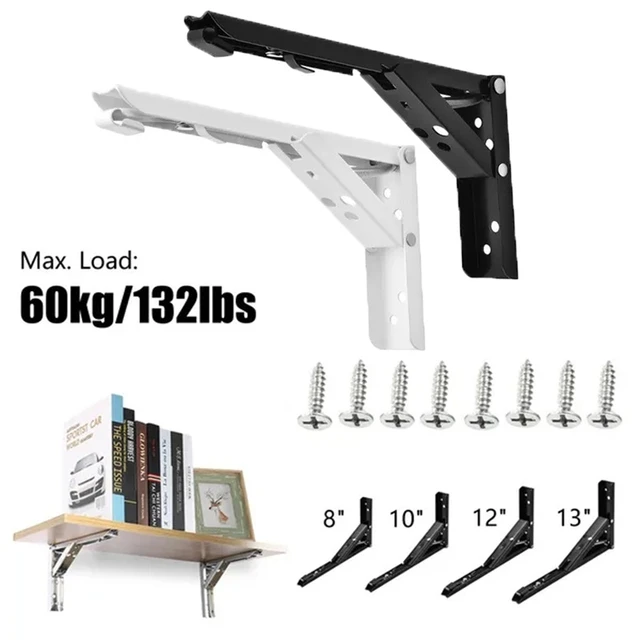 2Pcs Folding Shelf Brackets Heavy Duty Stainless Steel Collapsible Wall  Mounted Shelf For DIY Bracket Folding Bench Work Table - AliExpress