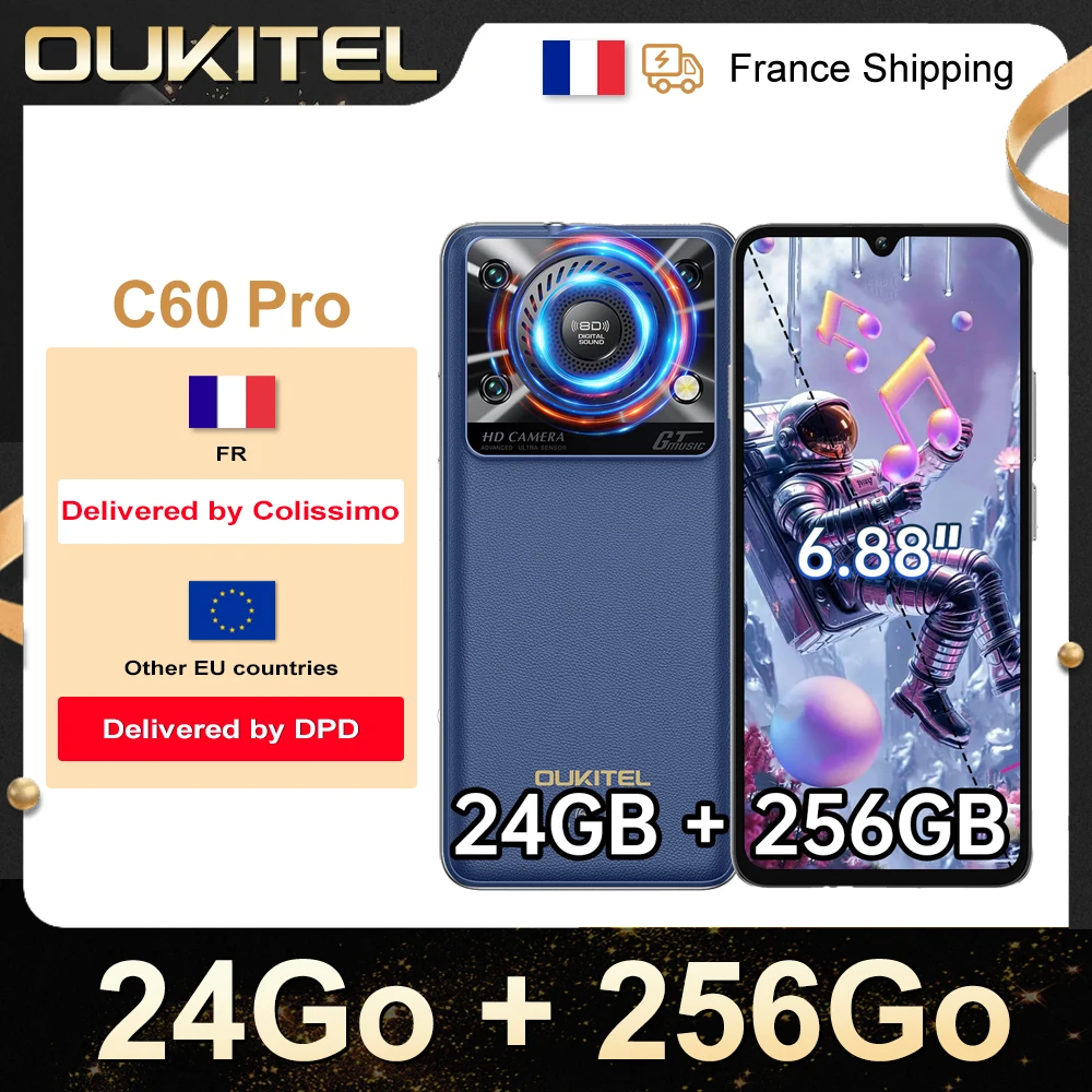 OUKITEL C60 Pro Android 15 Smartphone 24 (8+16) GB RAM + 256GB ROM