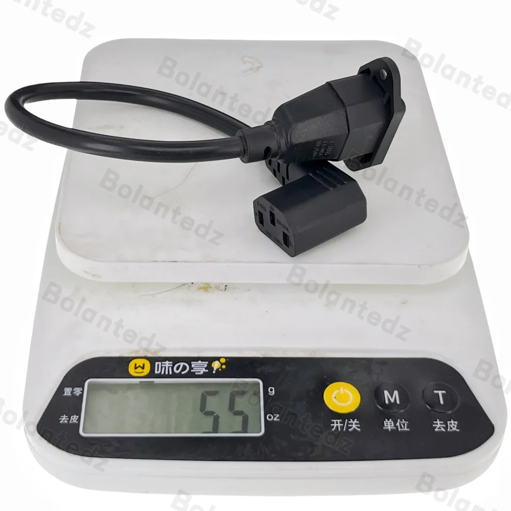 IEC320 C14 C13 연장 코드, 나사 구멍 포함, C14 각도 30cm, 60cm 길이, H05VV-F 3G 0.75mm