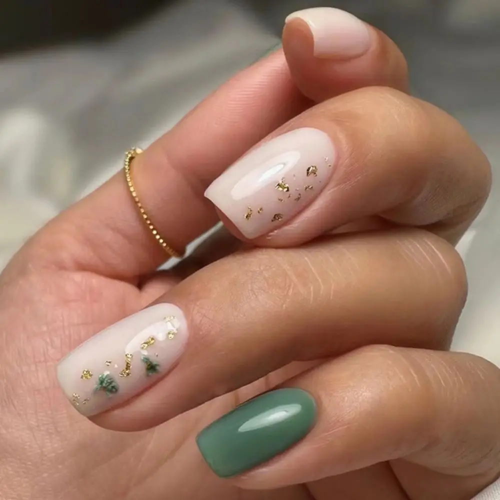

24 шт. длинные квадратные накладные ногти французские свежие цветы листья Цветные Волнистые накладные ногти полное покрытие накладные ногти