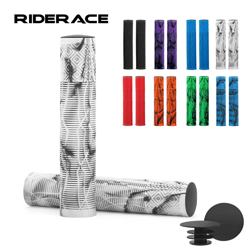 Bicycle Grips RIDERACE 165mm Bicycle Grips Lengthening Non-Slip Soft Rubber Bike Handlebar Cover For 22.2mm Scooter BMX Mtb Handle Bars