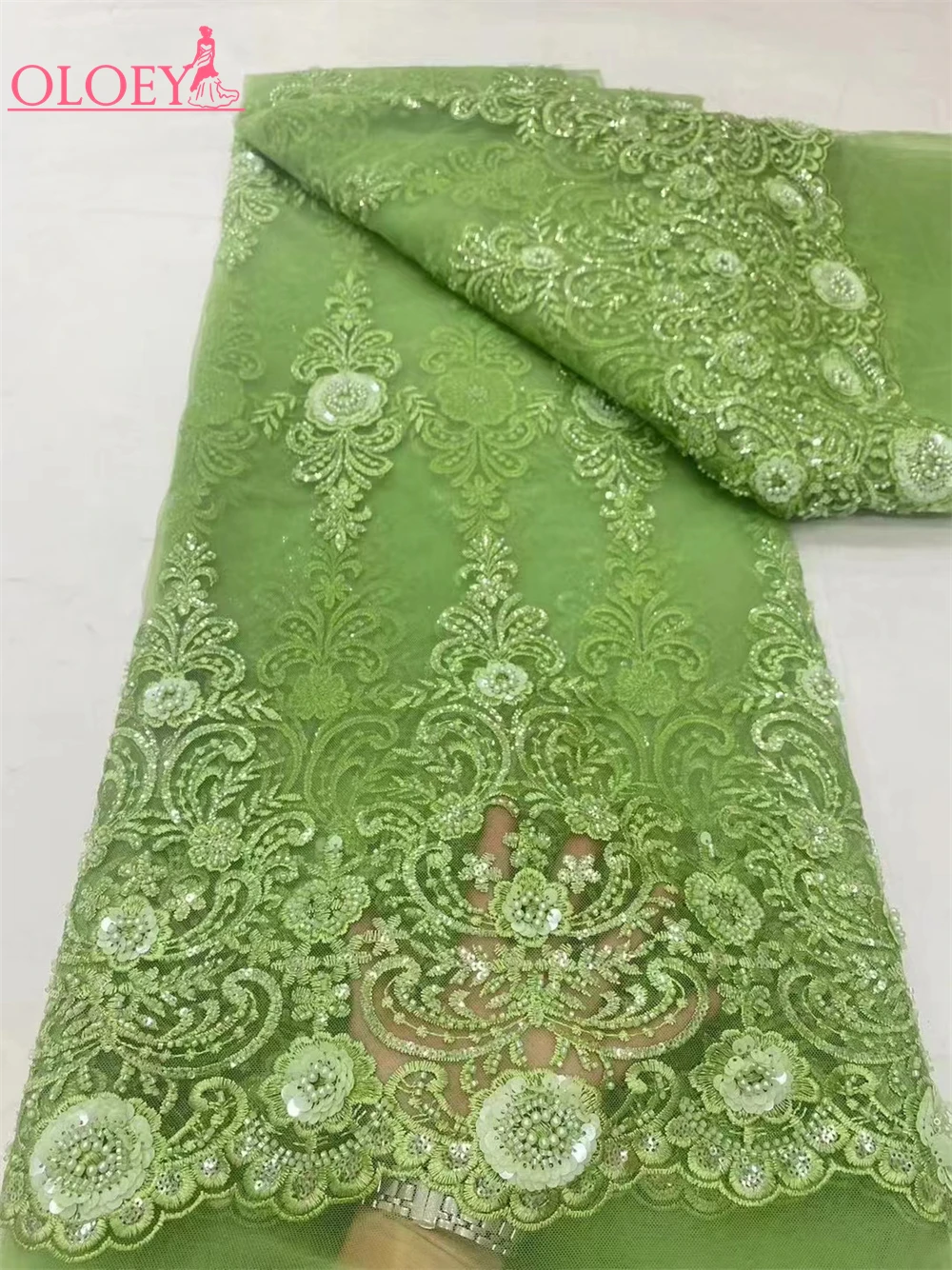Fashion French Embroidery Lace Fabric African Nigerian Beaded Lace Fabric For Wedding Dress lace fabric