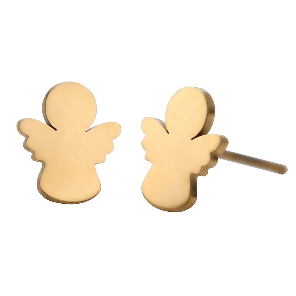 Kkjoy Edelstahl Mode Mini Schneeflocken-Ohrringe Täglicher Schmuck Libellen-Engel-Ohrstecker Eichhörnchen-Ohrring für Frauen Neu – Detail 6