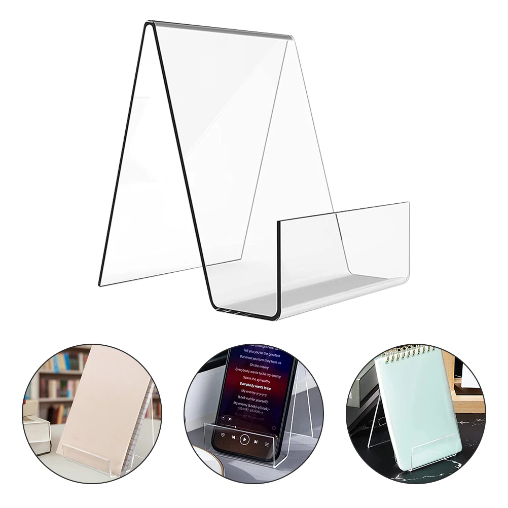 

2pcs Acrylic Book Stand Clear Book Display Stand Photo Frame Booklet Art Storage Rack Magazine Vertical Table Shelf Organizer