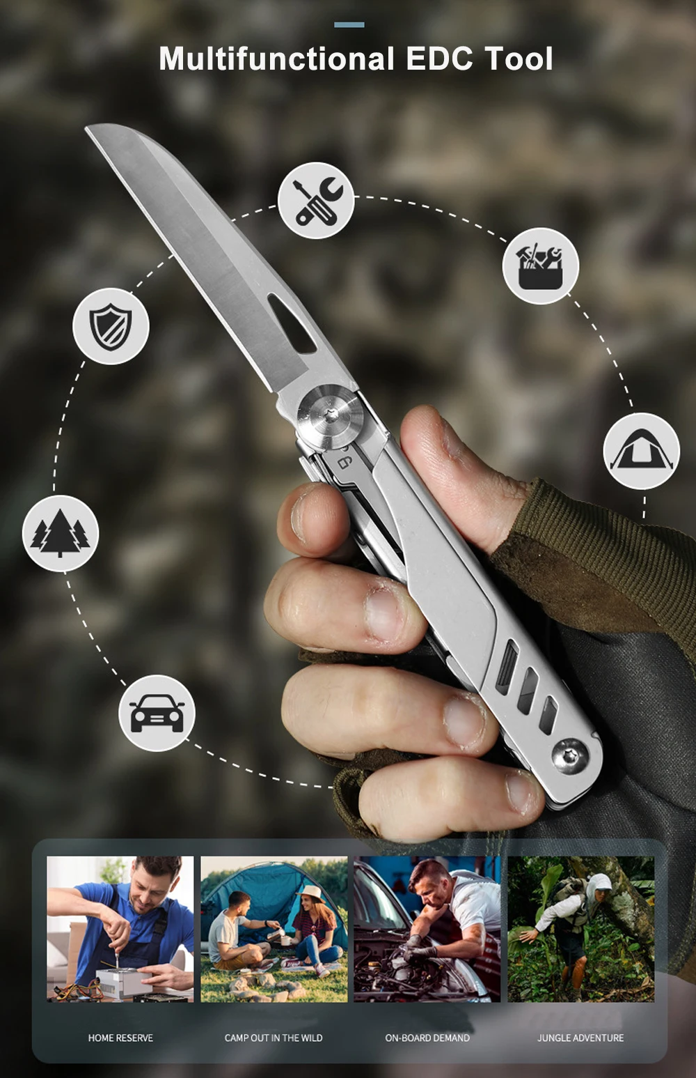 Description Picture 6 of itemCaressolove Multipurpose Folding Knife EDC Outdoor Tools Portable Multitool Pocket Knife Camping Scissors Saw survival Gadgets